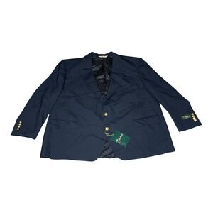 NWT Vintage Palm Beach Mens Hopsack Wool Blazer 54 Big Tall Navy Blue Sport Coat